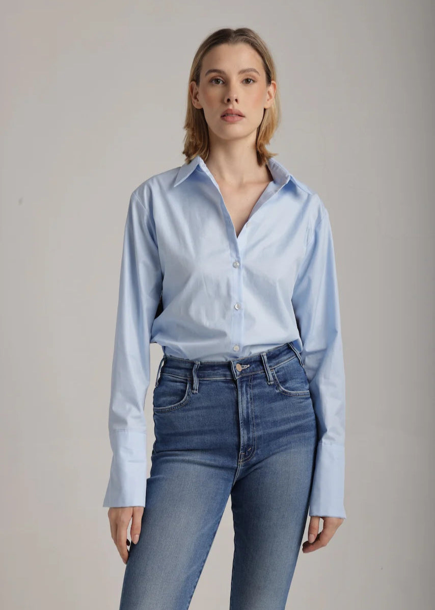 Lele Sequins Side Detail Shirt Oxford Blue