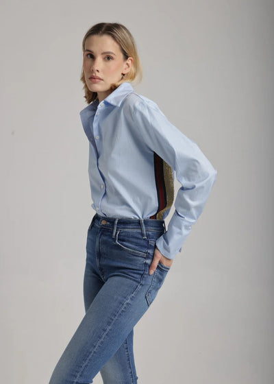 Lele Sequins Side Detail Shirt Oxford Blue