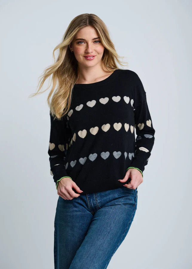 Lisa Todd Love track Cotton/Cashmere Sweater Black