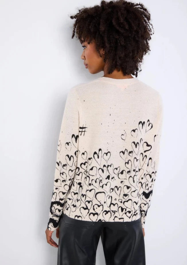 Lisa Todd Love Spiral Graffiti Heart Print Sweater - Cream