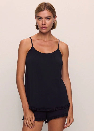 Eberjey Gisele Ruffle Cami & Shortie Short Set Black