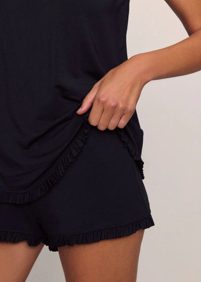 Eberjey Gisele Ruffle Cami & Shortie Short Set Black