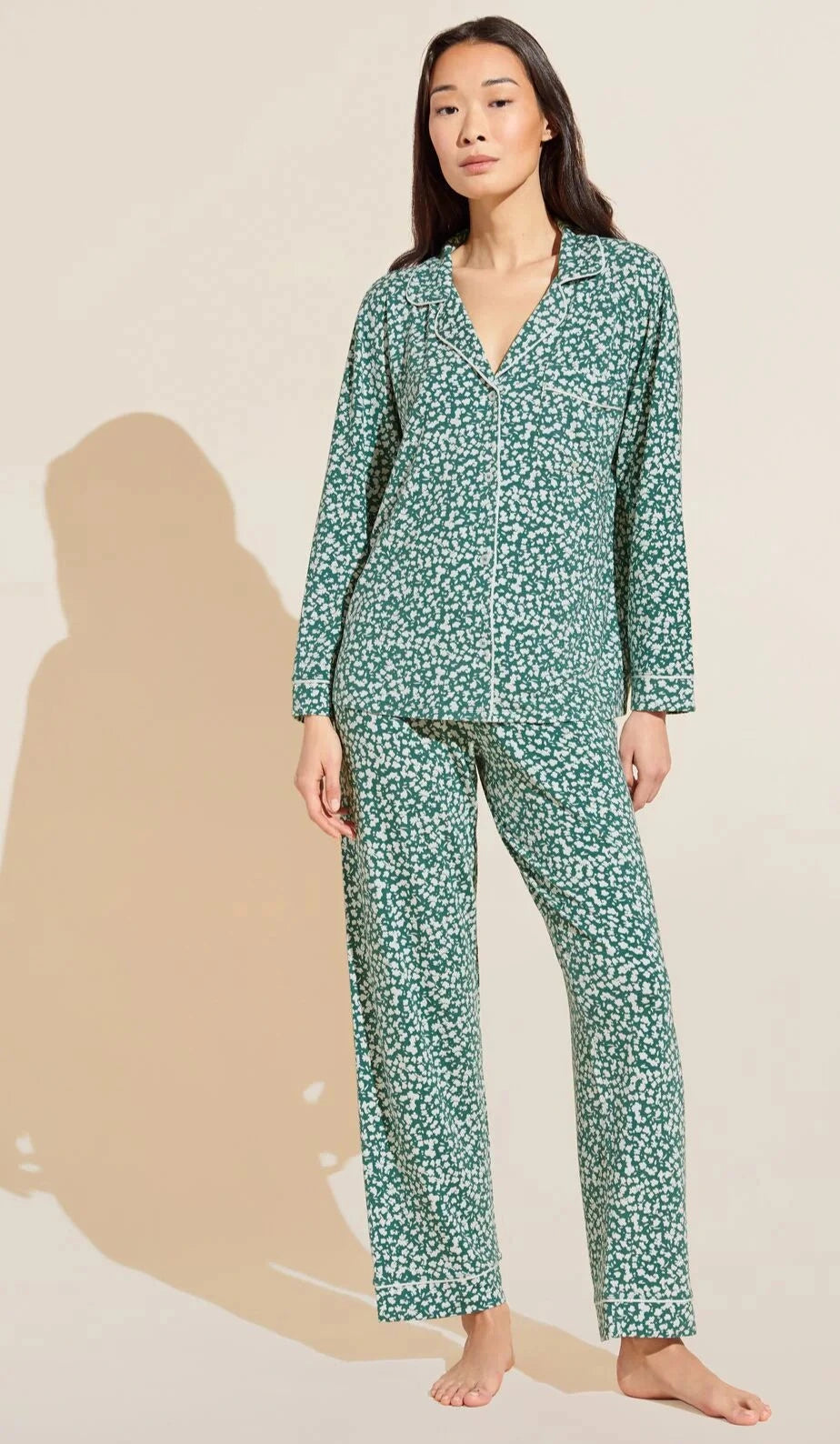 Eberjey The Gisele Abstract Long Pj Set - Floral Green 