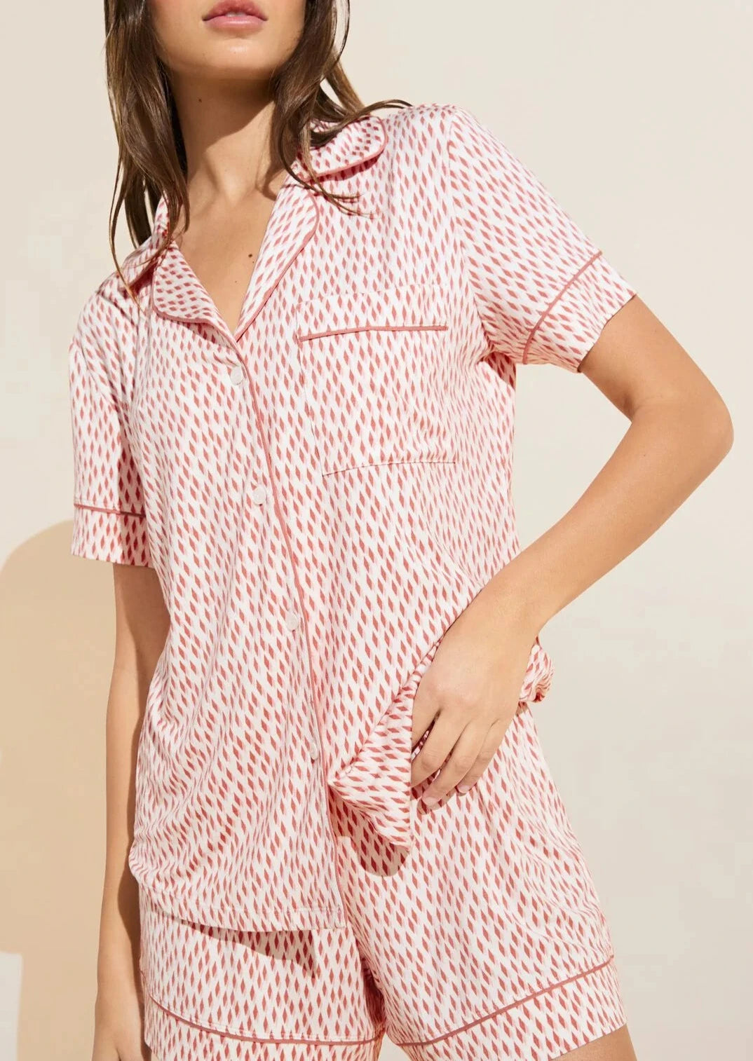 Eberjey The Gisele Relaxed Short Pj Set - Pink 