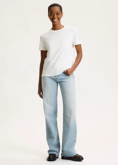 Majestic Lyocell Cotton S/S Semi Relaxed Crewneck White