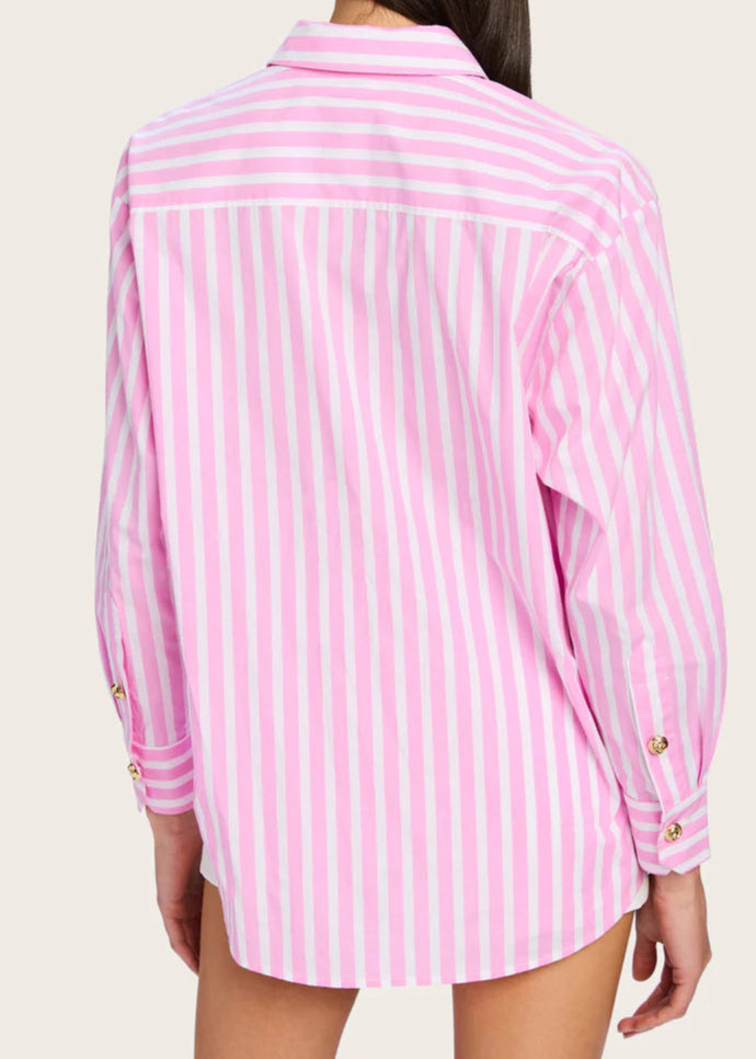 Generation Love Meggy Wide Stripe Poplin Shirt White/Pink