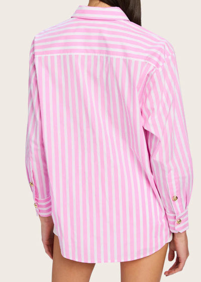 Generation Love Meggy Wide Stripe Poplin Shirt White/Pink