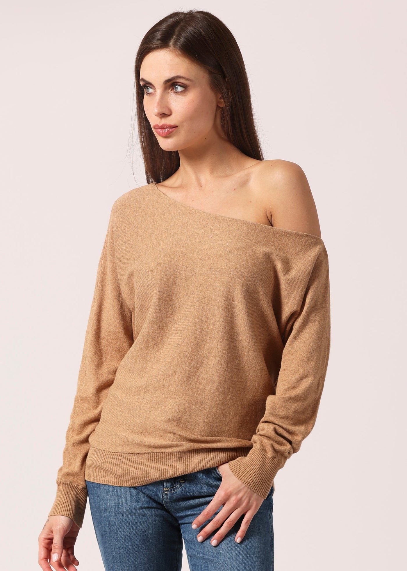 MINNIE ROSE Cotton Off The Shoulder Brown Sugar