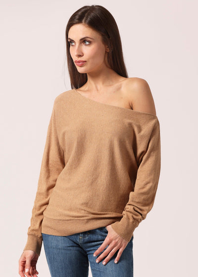 MINNIE ROSE Cotton Off The Shoulder Brown Sugar