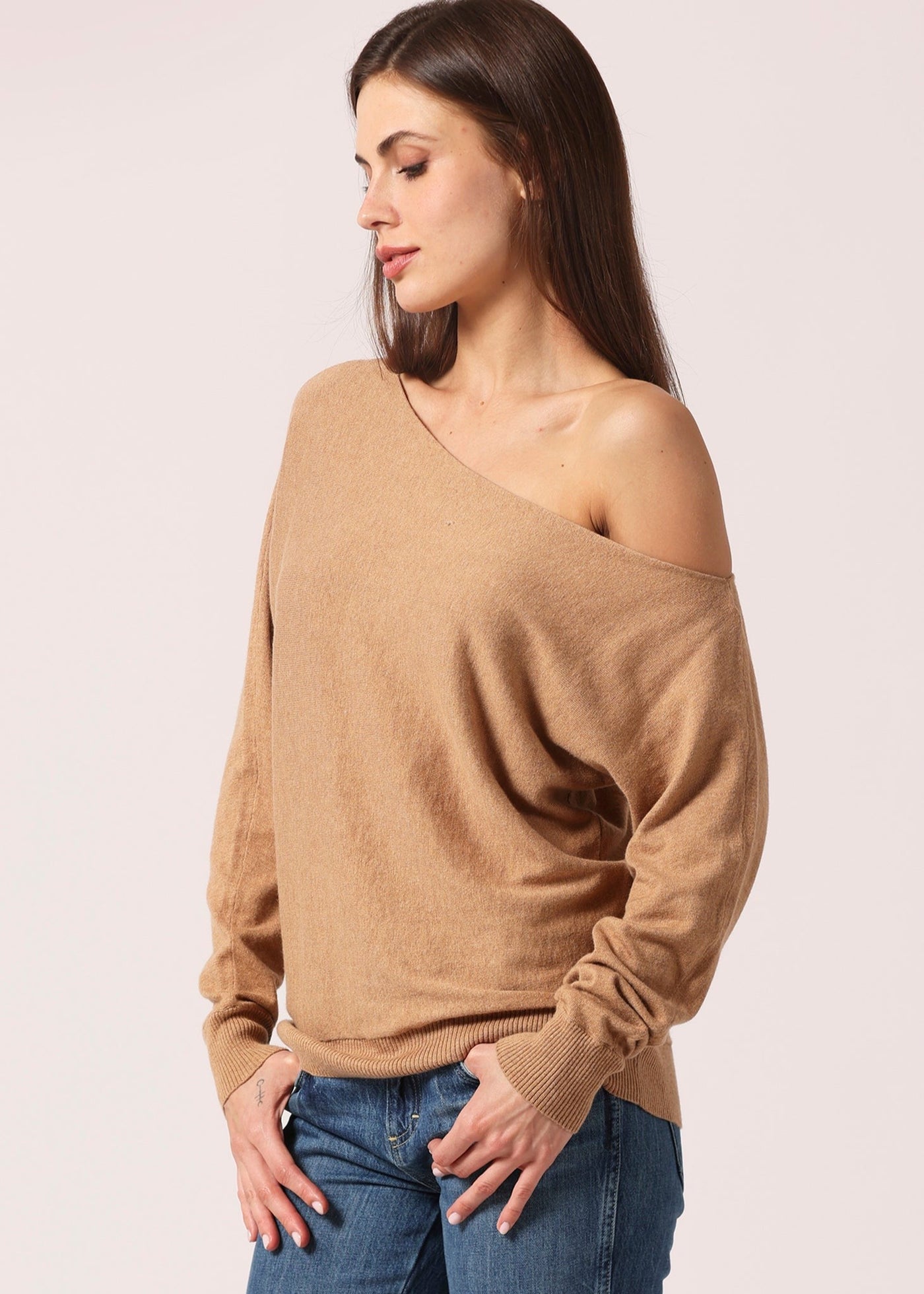 MINNIE ROSE Cotton Off The Shoulder Brown Sugar