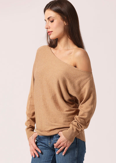 MINNIE ROSE Cotton Off The Shoulder Brown Sugar