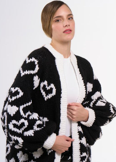 Maridruna Andelina Long Cardi Black heart