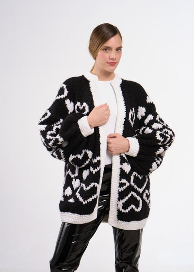 Maridruna Andelina Long Cardi Black heart