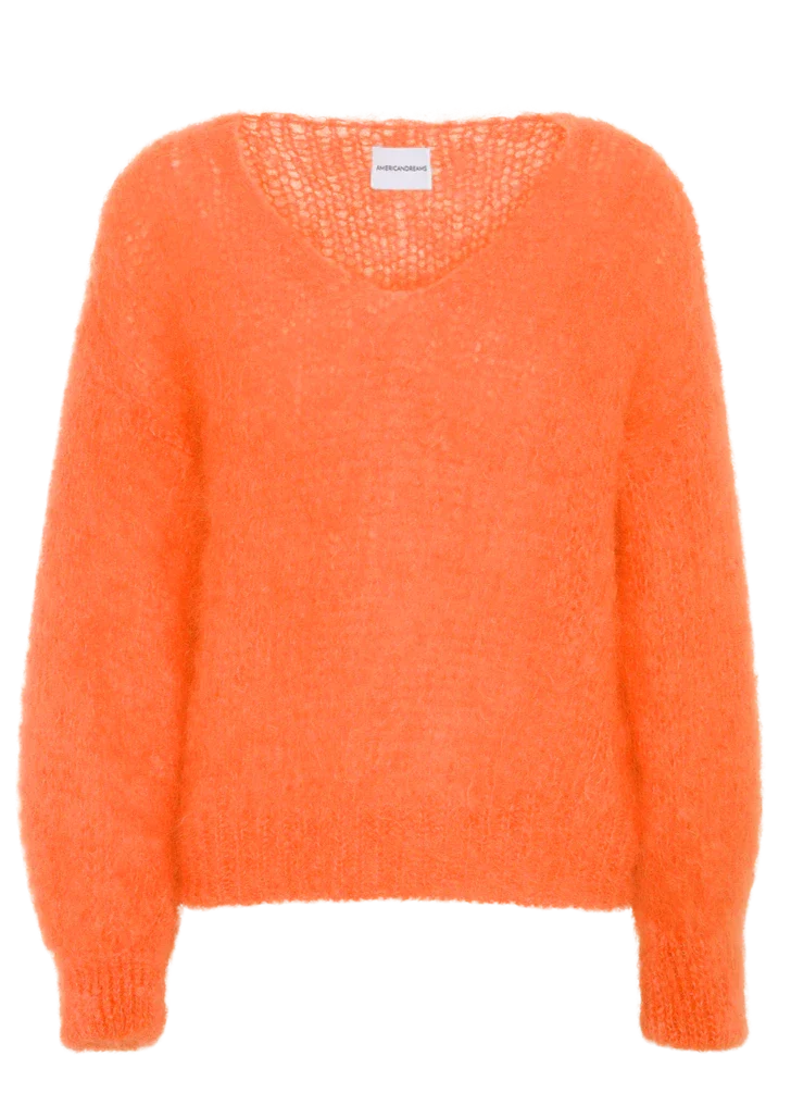 American Dreams V-neck Mohair Sweater - Orange