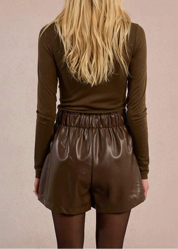 Molly Bracken Faux Leather Pull on Short Chocolate