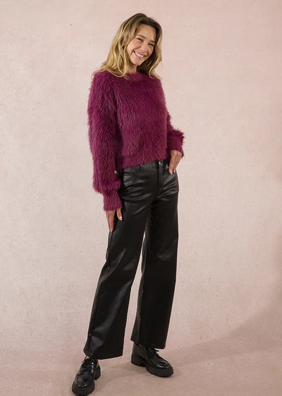 Molly Bracken Fluffy Sweater Malbec