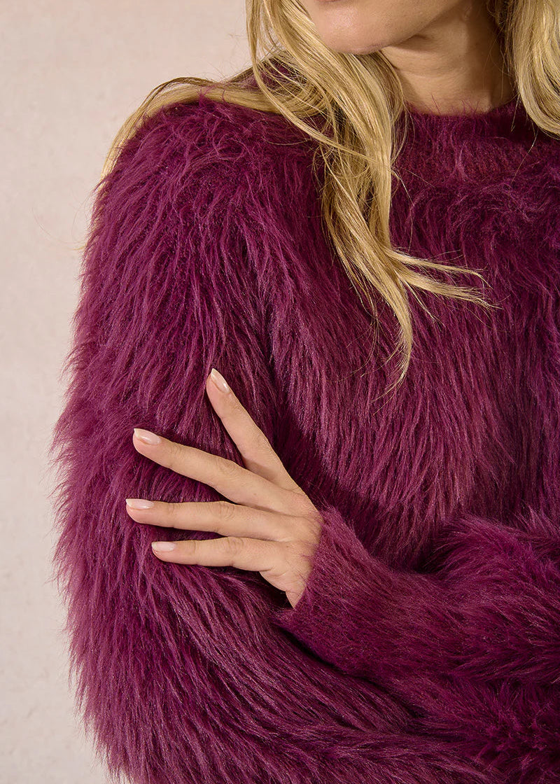 Molly Bracken Fluffy Sweater Malbec