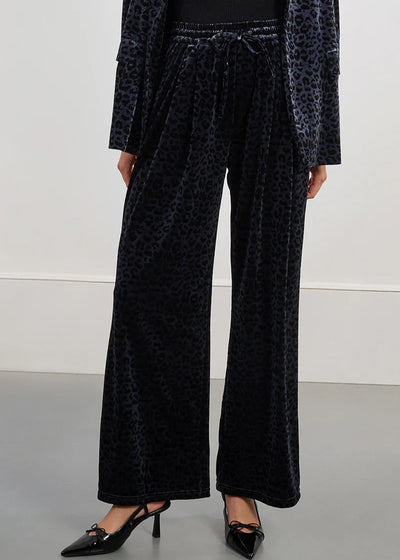 Molly Bracken Leopard Velvet Burnout Pants Dark Grey