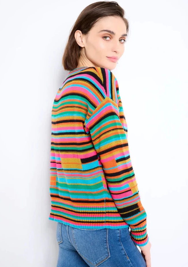 Lisa Todd Next In Line Striped V-neck Pullover - Multicolour