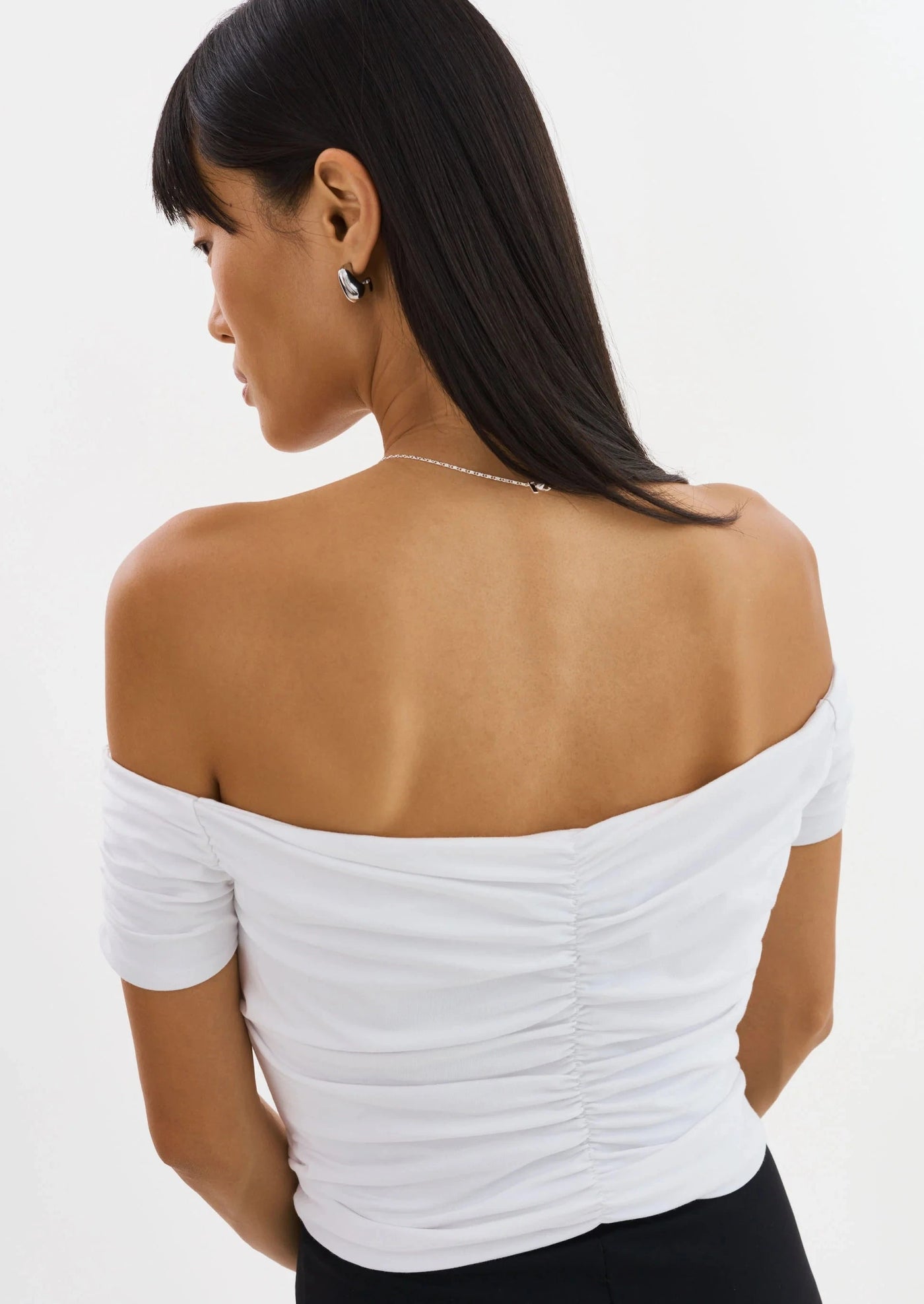 Lamarque Nina Ruched Off The Shoulder Top - White