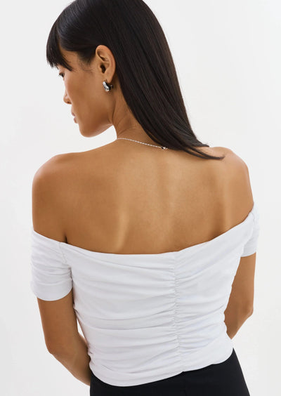 Lamarque Nina Ruched Off The Shoulder Top - White