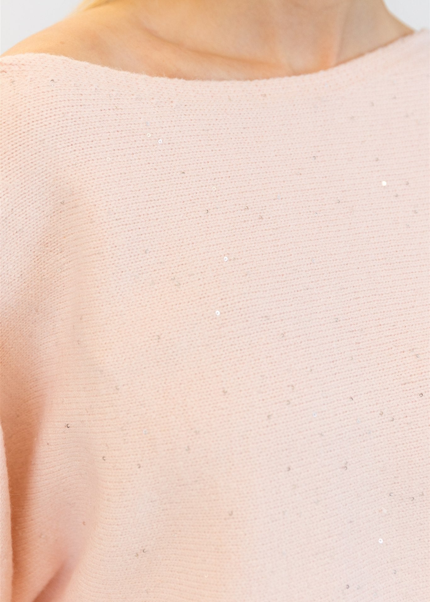 Lyla & Luxe Nobu Sequin Boatneck Pullover Sweater Pink