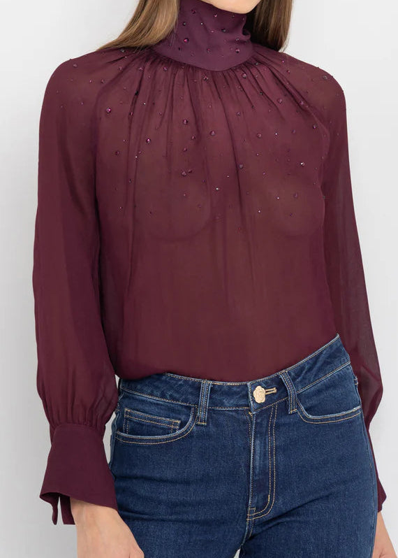 Generation Love Noor Crystal Blouse Cabernet