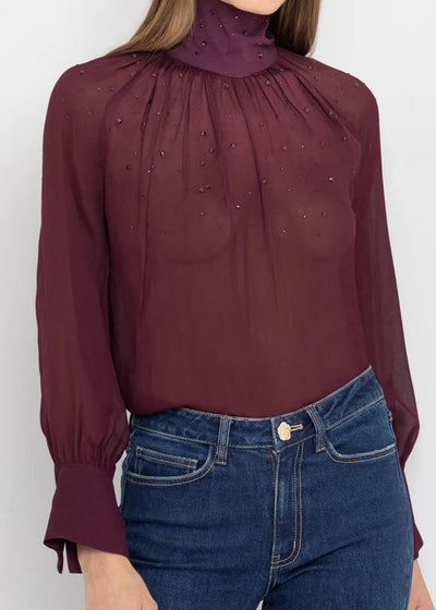 Generation Love Noor Crystal Blouse Cabernet