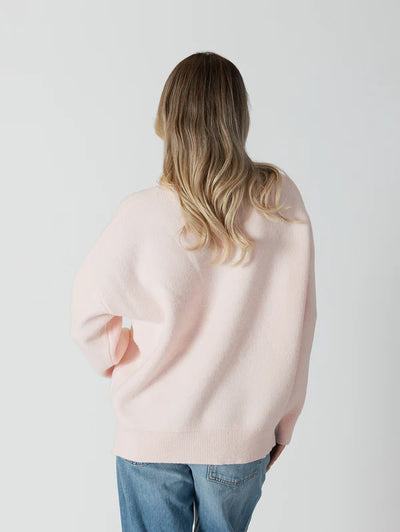 Lyla & Luxe V-Neck Sweater W/Puffy Hearts Pink