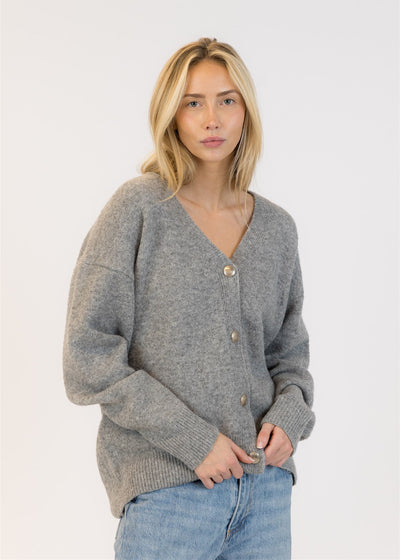 Lyla & Luxe Classic Eco Cardigan Medium Grey