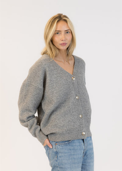 Lyla & Luxe Classic Eco Cardigan Medium Grey