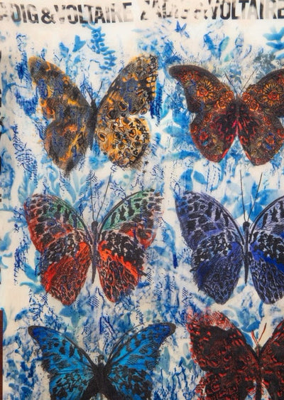 Zadig & Voltaire Butterfly Silk Scarf Blue