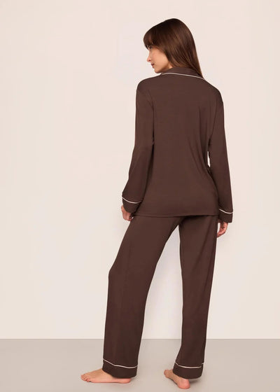 Eberjey Gisele Long PJ Set Chocolate/Ivory