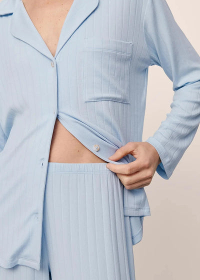 Eberjey Gisele Rib Long PJ Set Nantucket Breeze