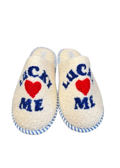 PJ Salvage Lucky Me Slippers Ivory