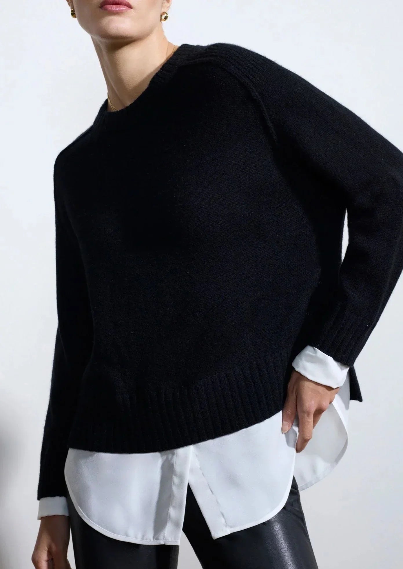 Brochu Walker Parson Crew Looker Sweater - Black/White