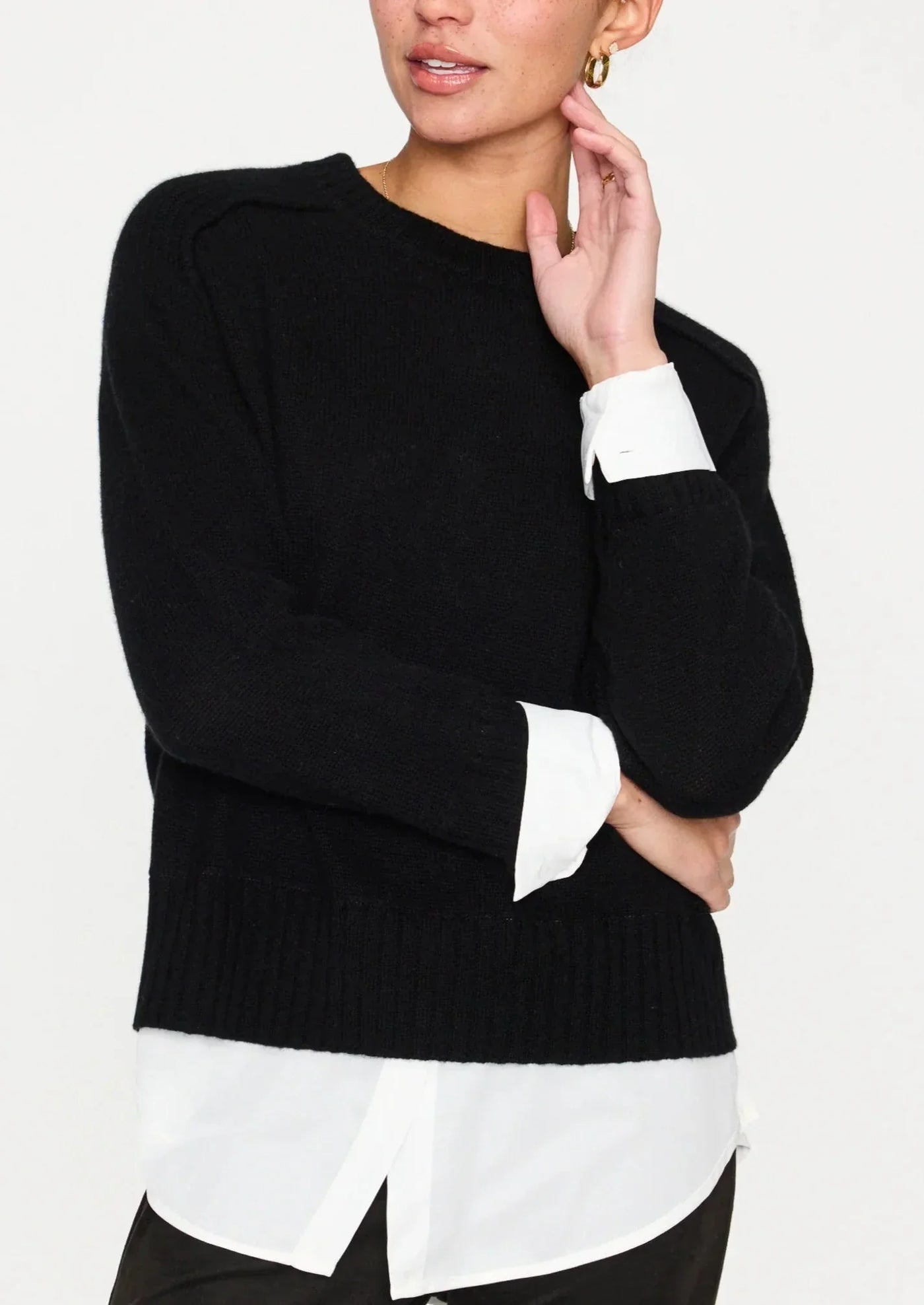 Brochu Walker Parson Crew Looker Sweater - Black/White