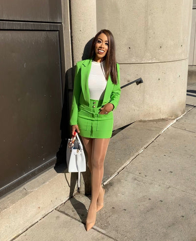 The Pink Door Crop Blazer - Green