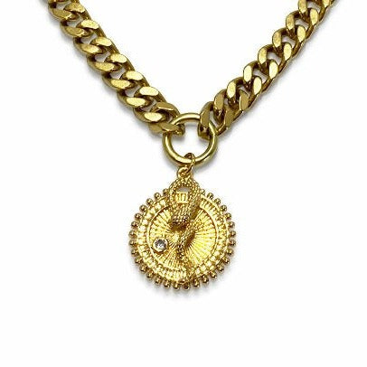 Rachel Nathan Queen Snake Medallion Curb Chain Necklace