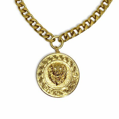 Rachel Nathan Embossed Lion Curb Chain Necklace