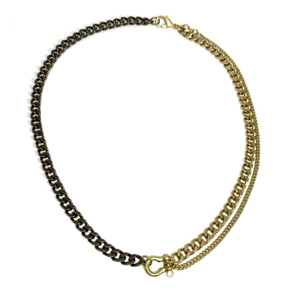 Rachel Nathan Shackle Clasp Smokey Curb Chain Necklace