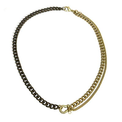 Rachel Nathan Shackle Clasp Smokey Curb Chain Necklace