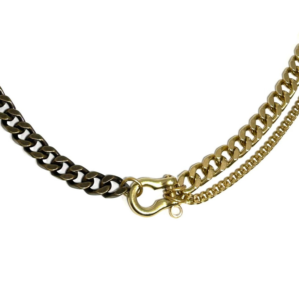 Rachel Nathan Shackle Clasp Smokey Curb Chain Necklace