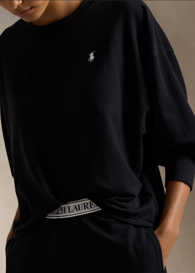 Polo Ralph Lauren Club Terry Crew Terry Wide Leg Set Polo Black