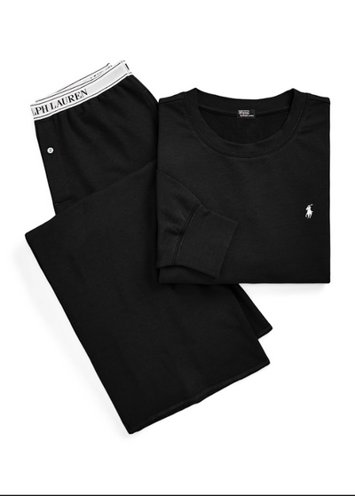 Polo Ralph Lauren Club Terry Crew Terry Wide Leg Set Polo Black