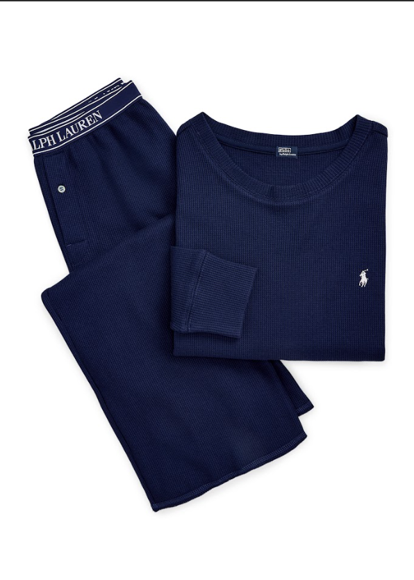 Polo Ralph Lauren Club Waffle Set Crew Wide Pant Navy