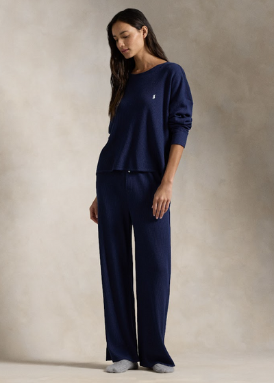 Polo Ralph Lauren Club Waffle Set Crew Wide Pant Navy