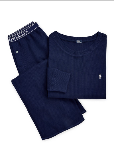 Polo Ralph Lauren Club Waffle Set Crew Wide Pant Navy