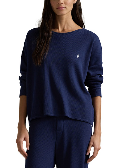 Polo Ralph Lauren Club Waffle Set Crew Wide Pant Navy