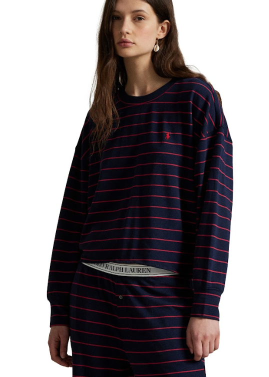 Polo Ralph Lauren Crew Neck Wide Leg Pant Set Hunter Navy